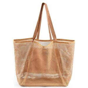 Beach Bags for Women, Summer Travel Mesh Tote Bag with Large Inner Pocket